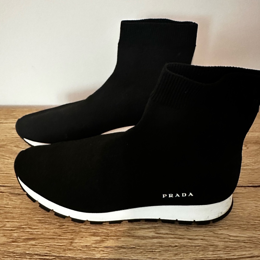 Prada Women’s Black and White Sock Sneakers